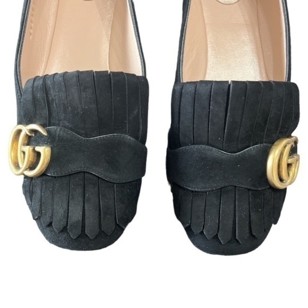 GUCCI Marmont GG Black Suede Fringe Loafer Flats Size 36 NWOB - Picture 3 of 8